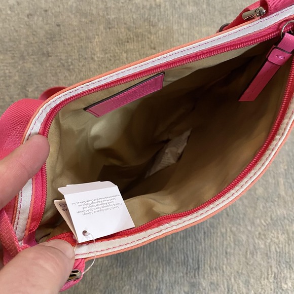 Coach Crossbody Bag Womens Medium Multicolor Stripe Nylon Pink Strap F31962 - Picture 16 of 16